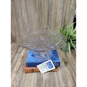 Vintage Cake Stand, Daisy & Button Imperial Glass, Clear CupCake Pedestal Plate